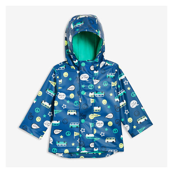 Baby Boys' Printed Raincoat - Light Blue